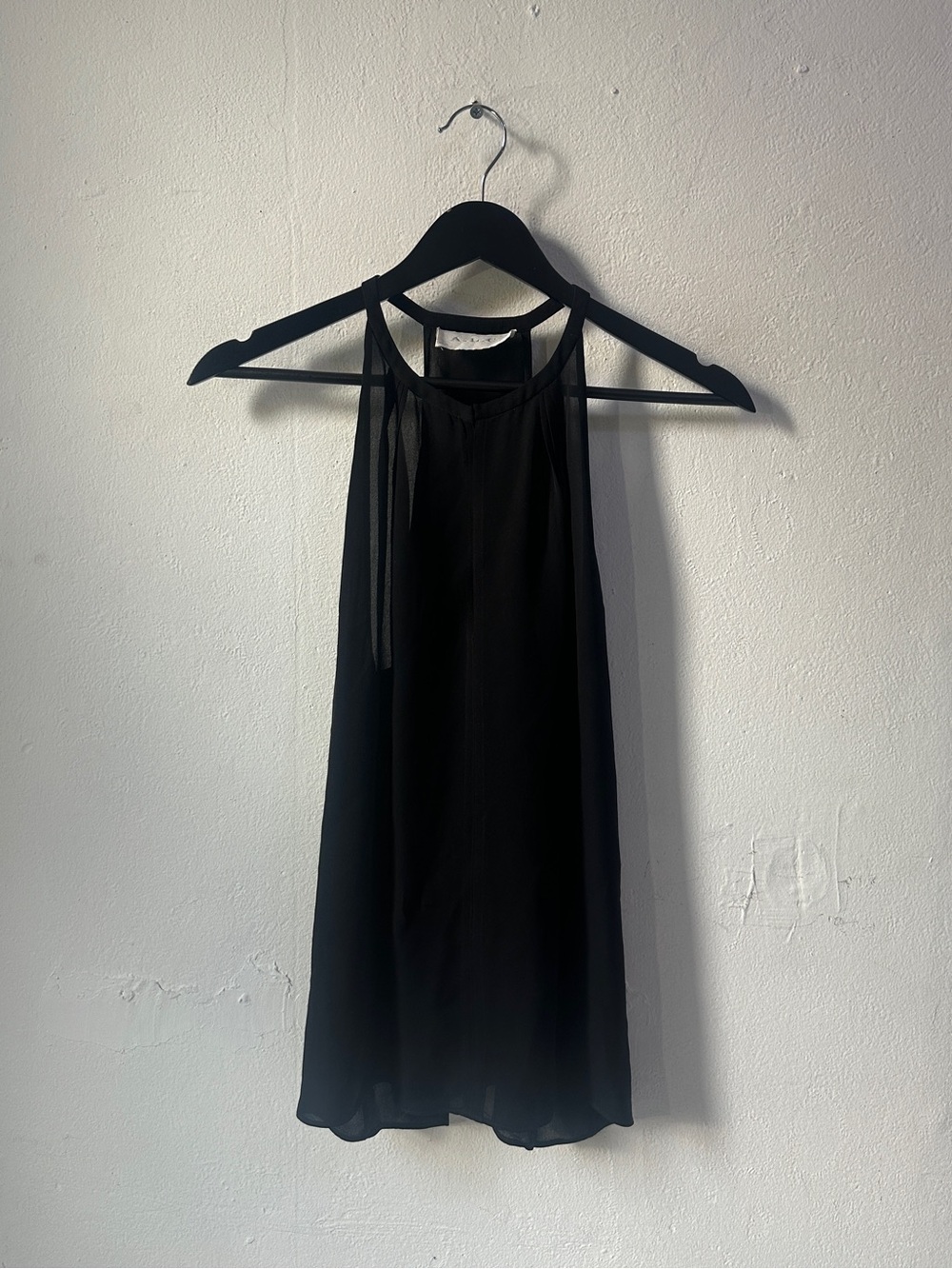 ALC Silk Sleeveless Blouse Women’s Small Black Sheer High Neck Tank Top